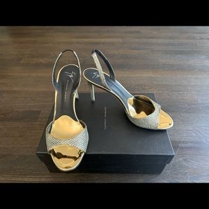 Giuseppe Zanotti Lillibeth metallic sling back heels, Size 39